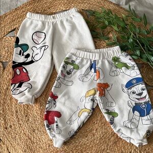 ZARA 18-24 mo Paw Patrol and Mickey Sweatpants.